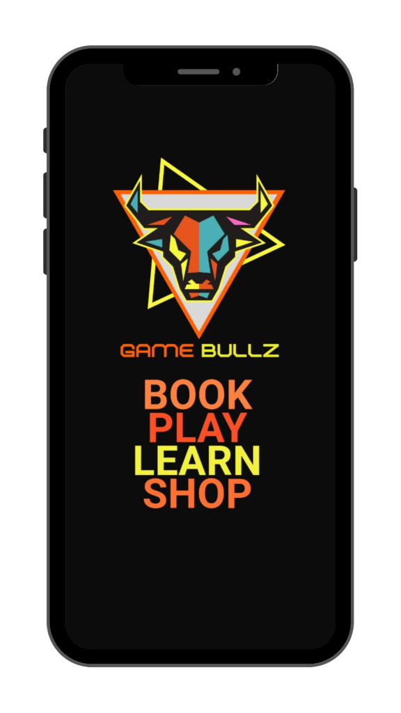 Gamebullz Logo with its headline "Book, Play, Learn, Shop"